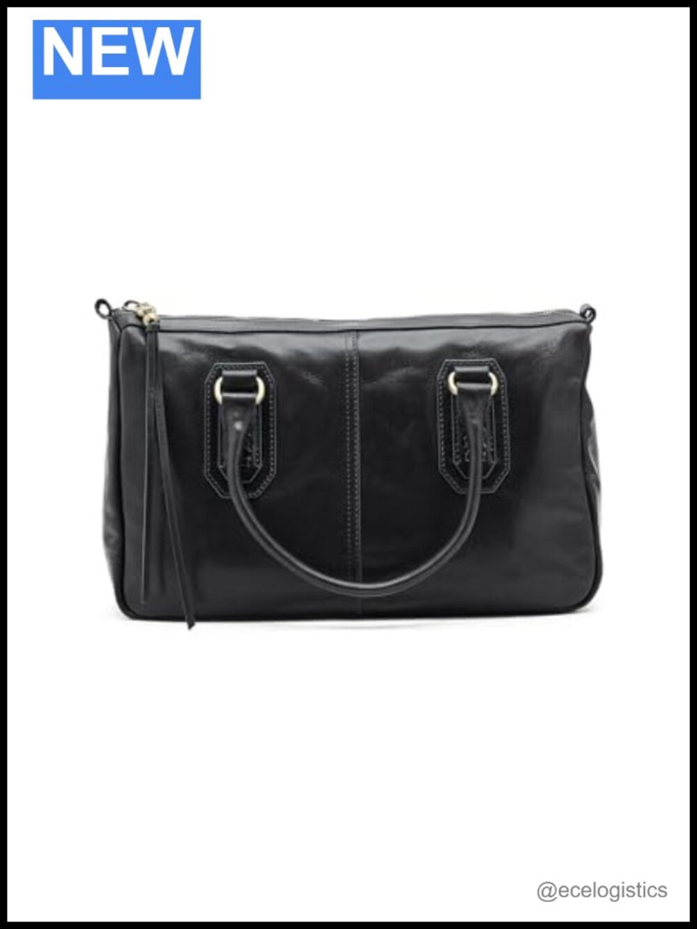 Leather Satchel Handbag Top Handle Shoulder Strap Zip Closure Purse